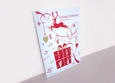 花モト・トモコのアフタヌーンティーのクリスマスポスターと商品のイラスト