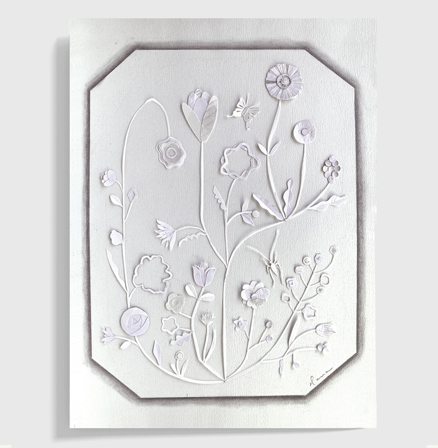 切絵コラージュによる花のイラスト